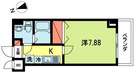 サットンプレイス・小山(1K/1階)の間取り写真