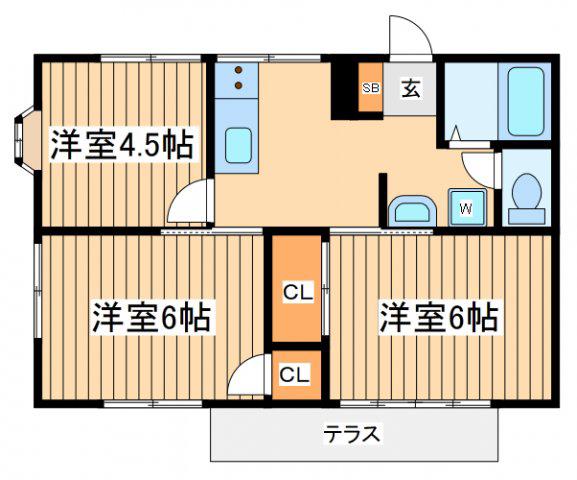 ハイツ矢向A棟(3K/1階)の間取り写真