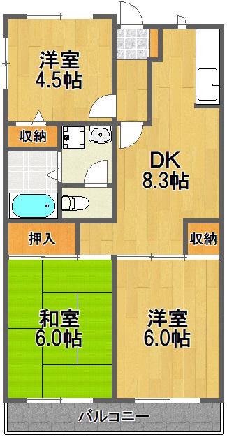 メゾン山王林(3DK/2階)の間取り写真