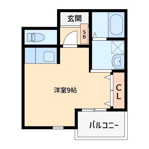 るぽ栗山(ワンルーム/2階)の間取り写真