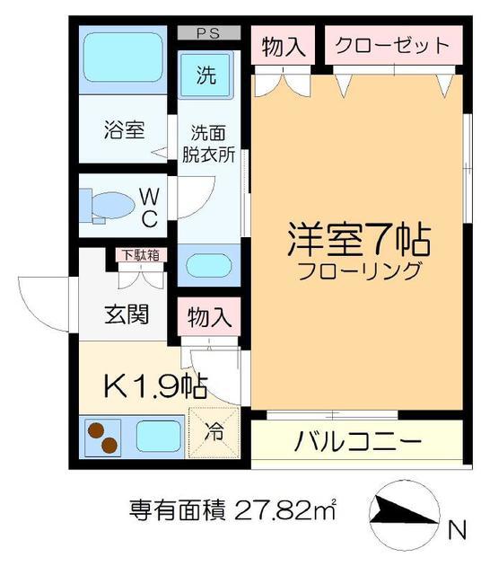 メゾン イースト(1K/2階)の間取り写真