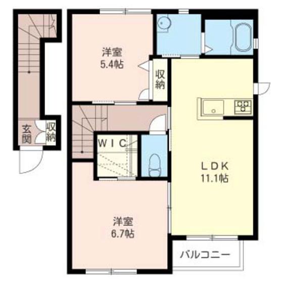 メルクマール(2LDK/2階)の間取り写真