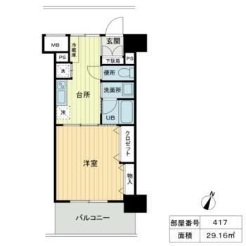 フィットエル仙台一番町(1K/4階)の間取り写真