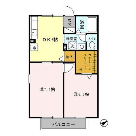 エスペランサ前原(2DK/2階)の間取り写真