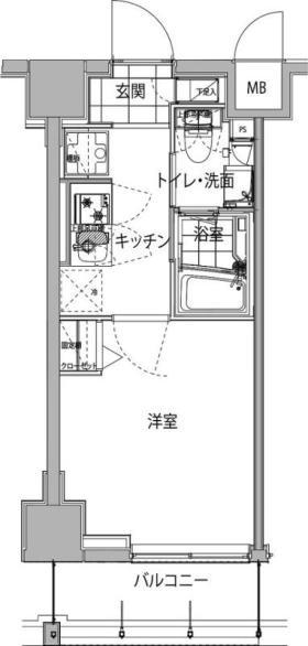 ハーモニーレジデンス品川ウエスト002(1K/6階)の間取り写真