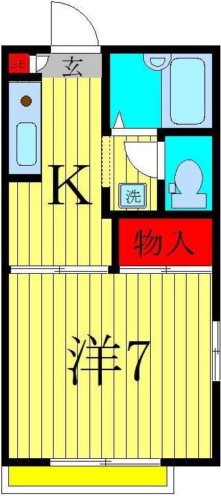 コアロード(1K/2階)の間取り写真