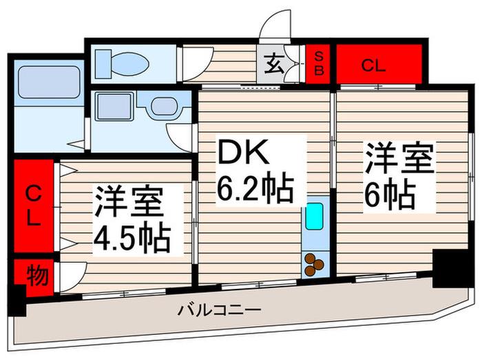 ファミール植草(2DK/5階)の間取り写真