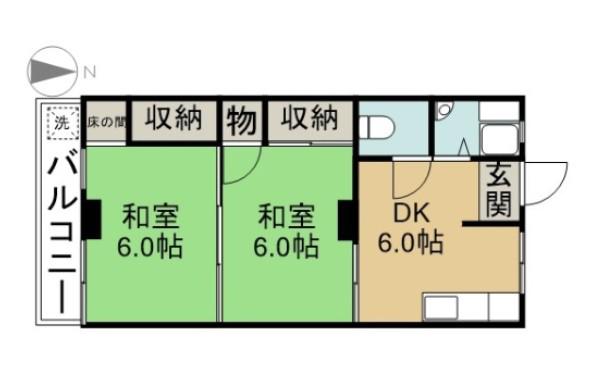 野村ビル(2DK/6階)の間取り写真