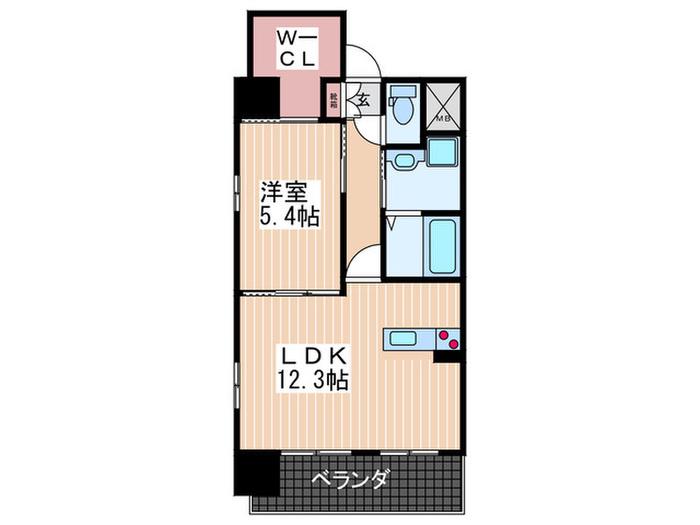 グランディール東蟹屋(1LDK/4階)の間取り写真