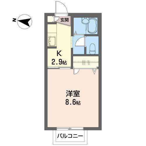KALMIAPALACEA(1K/2階)の間取り写真