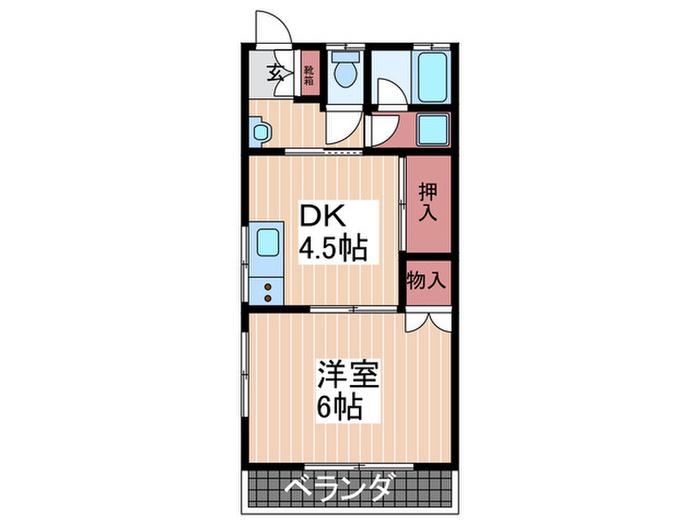 ビーンズアパート(1DK/1階)の間取り写真