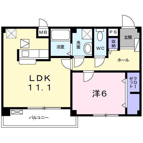 サンオリーブ安曇野(1LDK/1階)の間取り写真