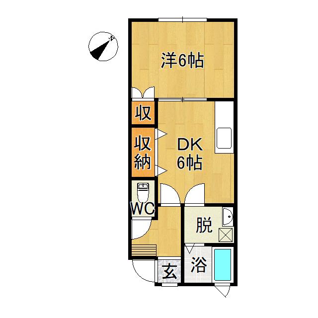 ストーン(1DK/2階)の間取り写真