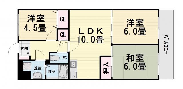 パラディアンフレール(3LDK/2階)の間取り写真