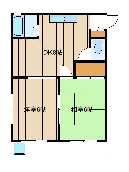 メゾンリリー(2DK/2階)の間取り写真