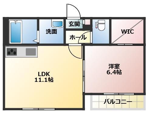 ファミールK(1LDK/2階)の間取り写真