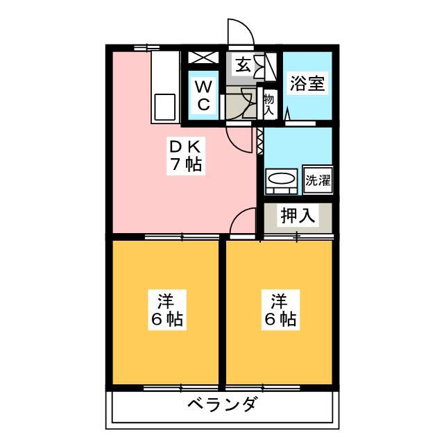 エクセラージュ(2DK/1階)の間取り写真