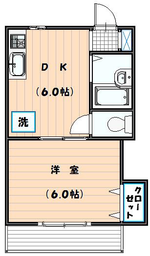 ルーミナス川越(1DK/1階)の間取り写真