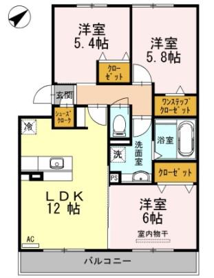 リッシュヴェール(3LDK/3階)の間取り写真