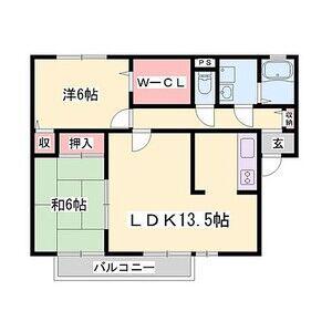 グリーンコートA・B(2LDK/2階)の間取り写真