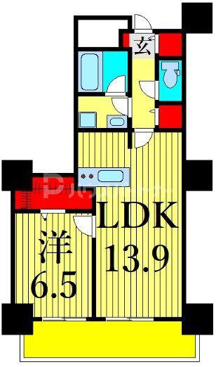 ロイヤルパークスタワー南千住(1LDK/6階)の間取り写真