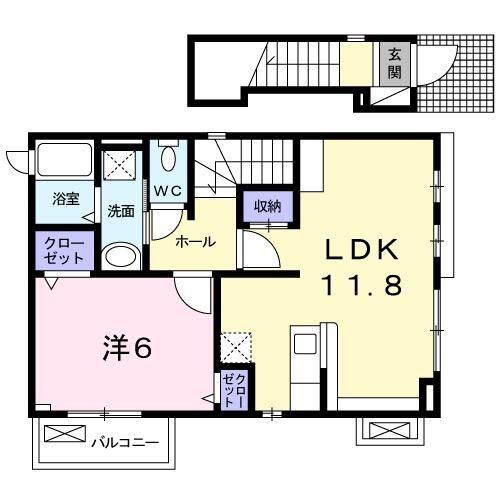 プロムナードA(1LDK/2階)の間取り写真