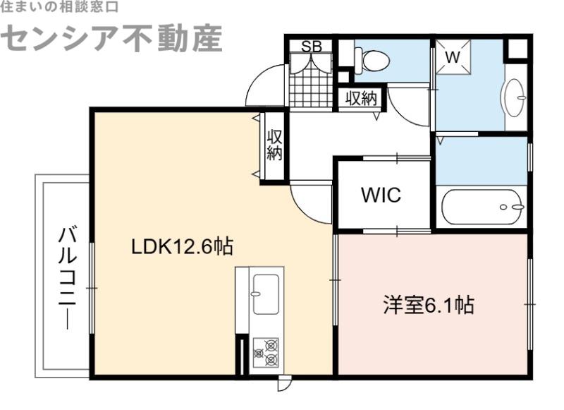 ラフィーネ徳庵(1LDK/1階)の間取り写真