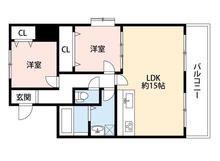 比枝コーポラス上町I(2LDK/2階)の間取り写真