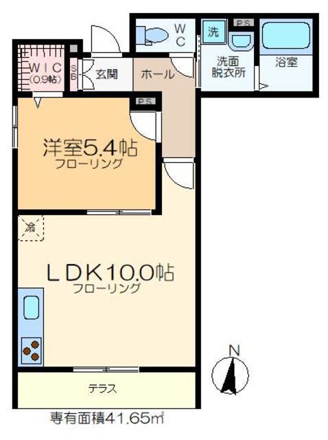 ウエストラウンジ(1LDK/1階)の間取り写真