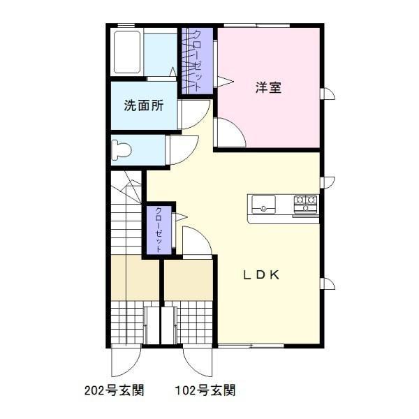 ステラハウス(1LDK/1階)の間取り写真