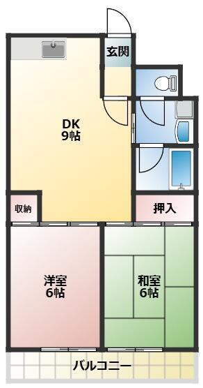 パークサイドハイツ(2DK/2階)の間取り写真