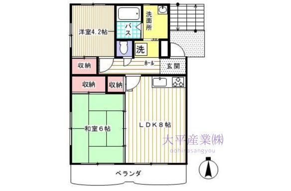グランマリエB(2LDK/1階)の間取り写真