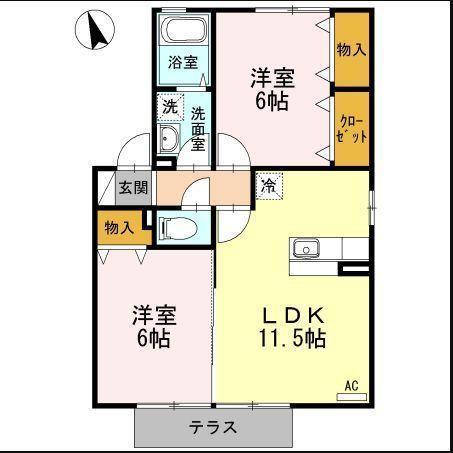 ガーデンハイツ都(2LDK/1階)の間取り写真