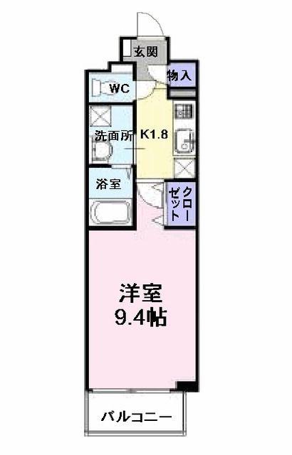 ユーヴェS(1K/2階)の間取り写真