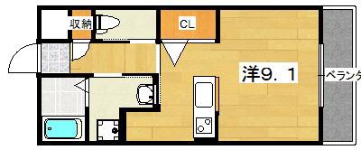 シャンテ-中宮III(ワンルーム/3階)の間取り写真