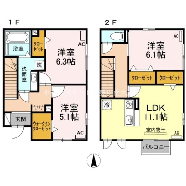 HIMAWARI(3LDK/1階)の間取り写真