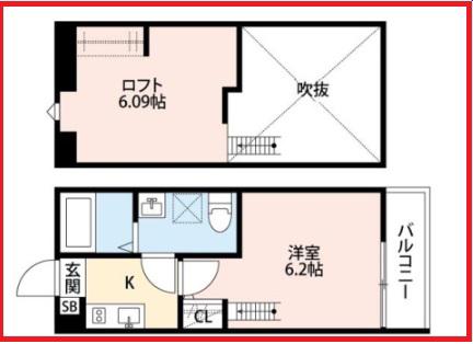 エムエスレジデンス竹ノ塚(1K/2階)の間取り写真