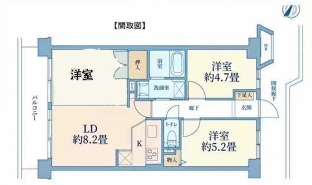 コスモ川口サンスクエア(2LDK/9階)の間取り写真