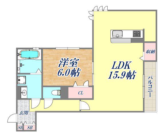 ボヌール イースト(1LDK/2階)の間取り写真