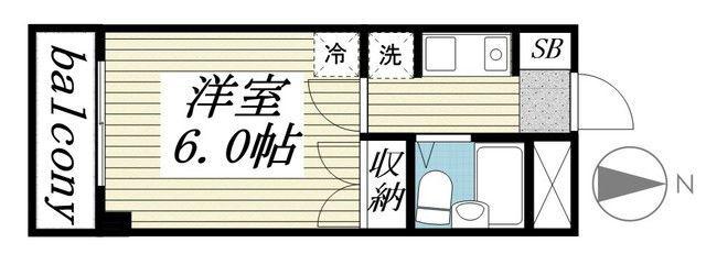 リヴェールJ(1K/2階)の間取り写真