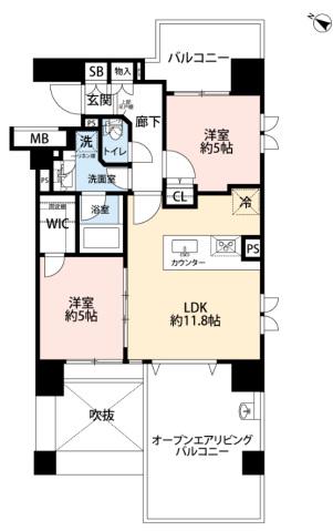 ウィルレーナ東京入谷(2LDK/7階)の間取り写真