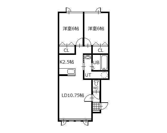 コムハウス永山(2LDK/2階)の間取り写真