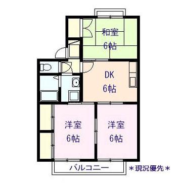 ラフォーレ宮入A(3DK/1階)の間取り写真