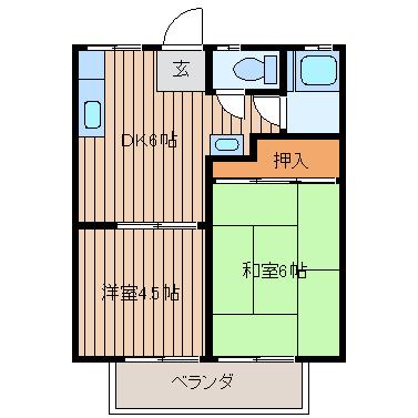福山ハイツ(2DK/2階)の間取り写真