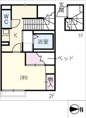 メゾンド東大杉(1K/2階)の間取り写真