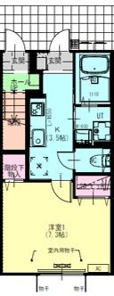 ディアコート盛岡B(1K/1階)の間取り写真