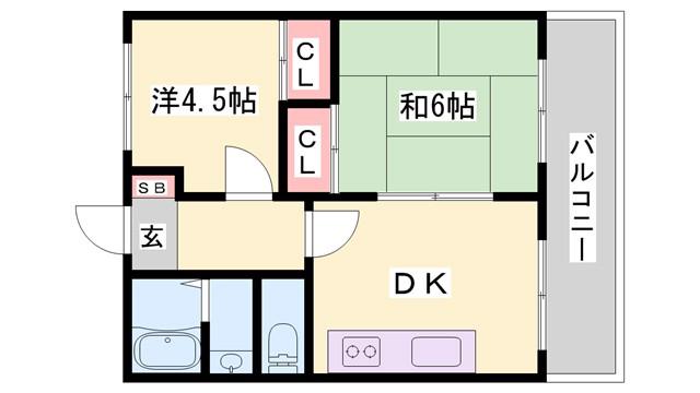 第329川辺ビル(2DK/2階)の間取り写真