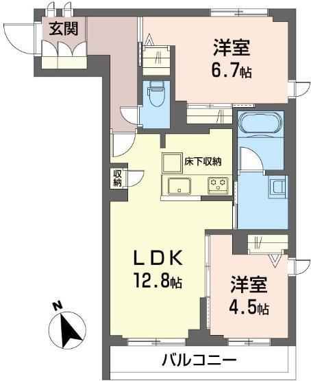 ハーモニーコート(2LDK/3階)の間取り写真