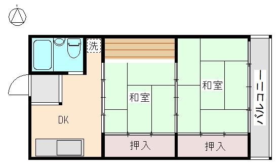 マンション杉(2DK/1階)の間取り写真
