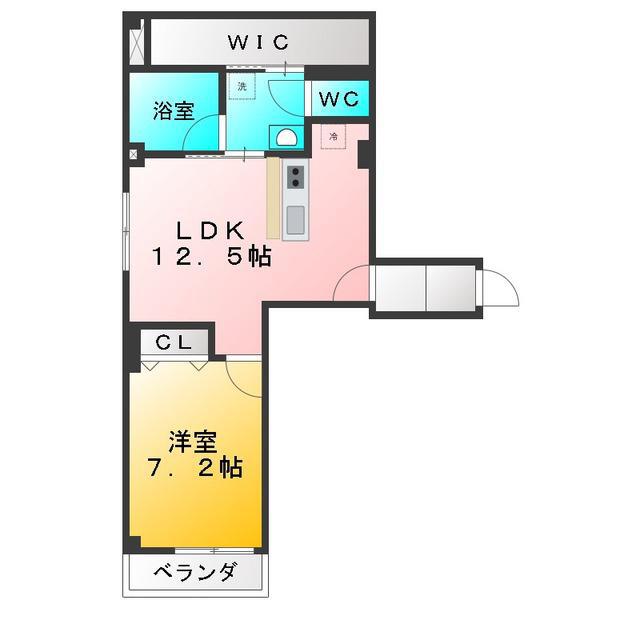 ボヌール(1LDK/5階)の間取り写真